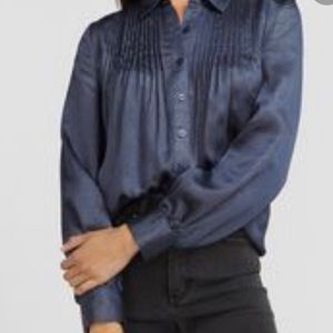 Express Metallic Pleated Front Shirt